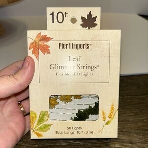 NIB Pier 1 Imports Autumn Fall 10ft Leaf Glimmer Strings 50 Flexible LED Lights